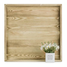 Square Large Ottoman Tray Extra Large Serving Tray With Handles Rustic Wood Dec