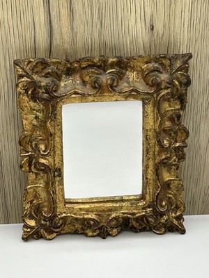 Vintage Small Gold Gilt Ornate Florentine Rectangle Mirror Italy 5 3/4'' x 4 7/8''