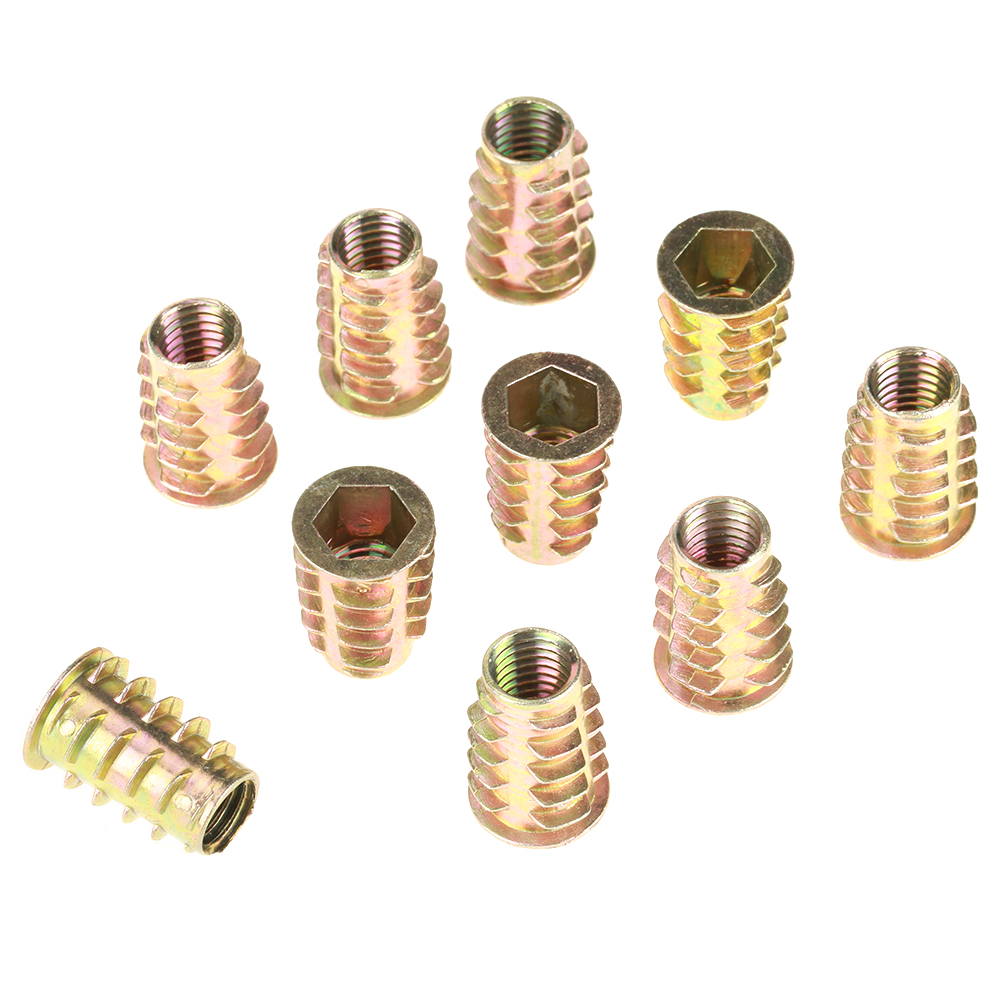 10Pcs Hex Drive Head Nut Durable Insert For Furniture Zinc Alloy