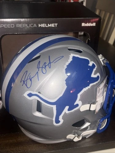 Barry Sanders Signed Lions T/B Riddell Full Size Speed Rep Helmet (SCHWARTZ COA)