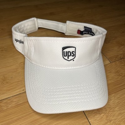 Sport-Tek UPS Jobs White Mesh Sun Visor Hat Cap Performance Driver Worker Mens