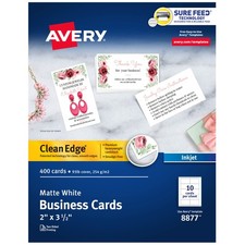 Printable Business Cards 2x3.5 White Blank Inkjet Printer Cardstock 400 Count