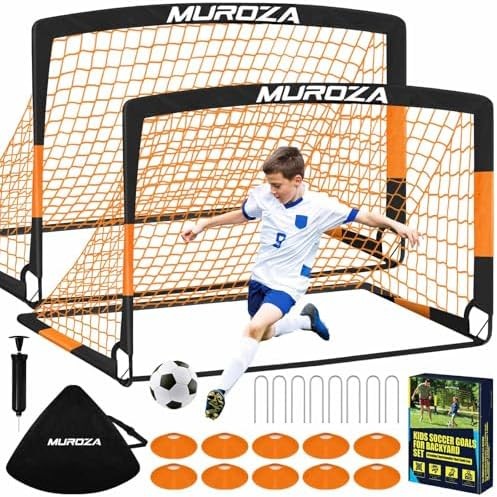 2 Pack Kids Soccer Goal Pop Up Net with Ball Cones