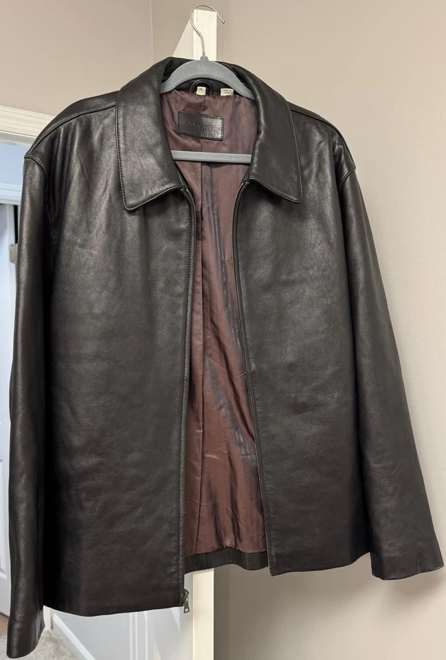 Chaqueta Alfani Genuina Negra Suave 100% Cuero Para Hombre XL Cremallera Completa Excelente Estado Foto 4 de 4