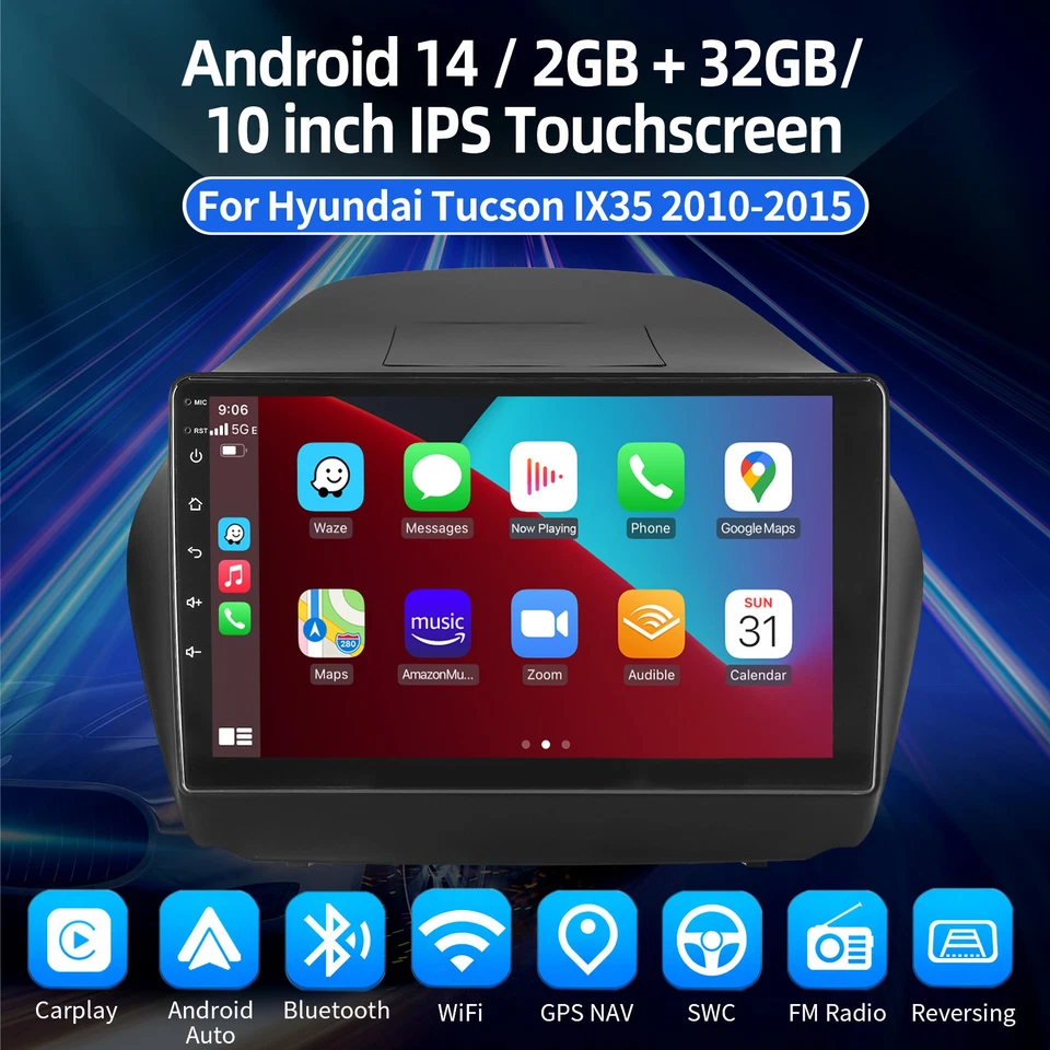 Для Hyundai Tucson IX35 2010-2015 Android14 10» автомобильный стерео радио GPS навигатор + камера - Изображение 3 из 4