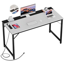 55 Inch Computer Desks with Power Outlets and USB Charging Ports, Modern Offi...