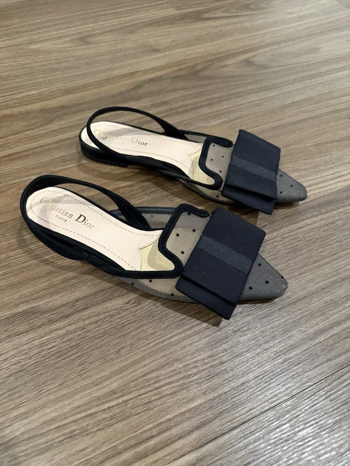 Sandalias planas Dior de malla negra J'adior con cordones punta talla EU36 US6 Foto 4 de 4