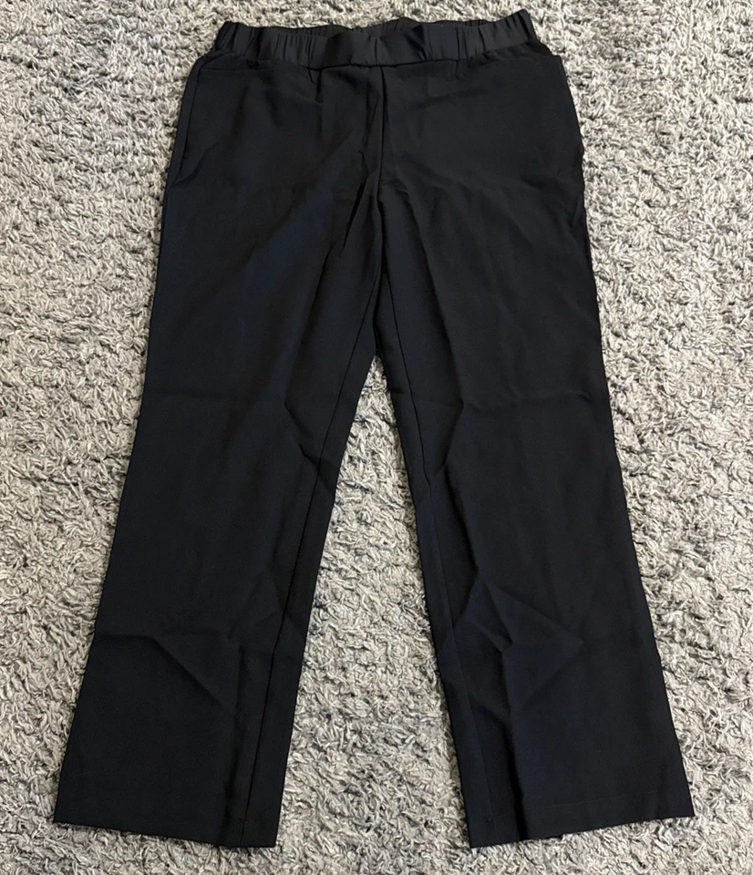 (LOTE DE 2) NUEVOS XL Cintas Pantalones Mujer Negro Tirar de Pierna Recta Uniforme Elástico Foto 2 de 4