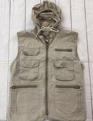 Vintage Banana Republic Safari Vest Unisex Sz Med.  Hidden Hood Zip, Outdoor/etc