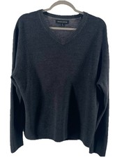 Tricots St Raphael Mens V-Neck Knit Sweater XL Gray Long Sleeve Classic Pullover
