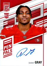 2022 Panini Donruss Elite Pen Pals Blue Ink Danny Gray #PP-DG Auto 49ers