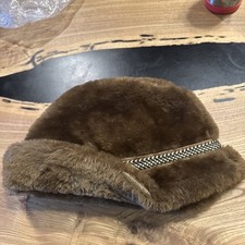 Vintage United Hatters Cap Size L Brown Faux Fur Hat