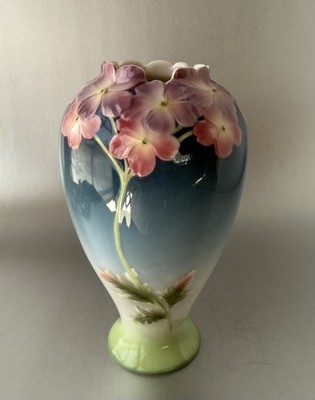 FRANZ Porcelain VASE Garden Verbena FZ00041 Floral 7.75  Gorgeous