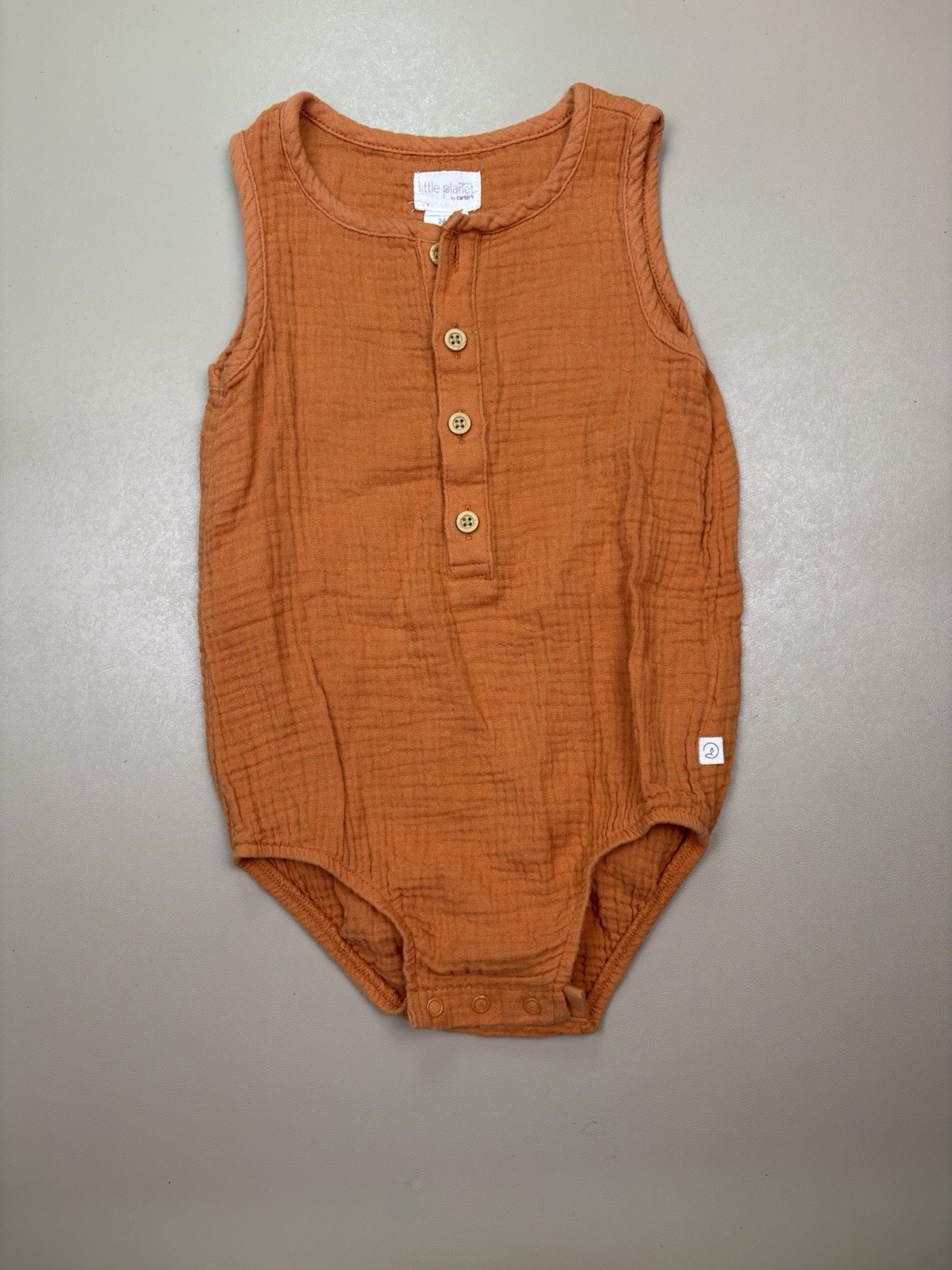Little Planet by Carter’s 24M Orange Muslin Romper Bubble Organic Cotton