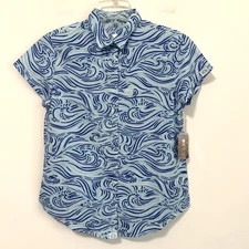 Rabbit Running Shirt Womens S Low Tide Short Sleeve Waterspout Waves Blue NEW