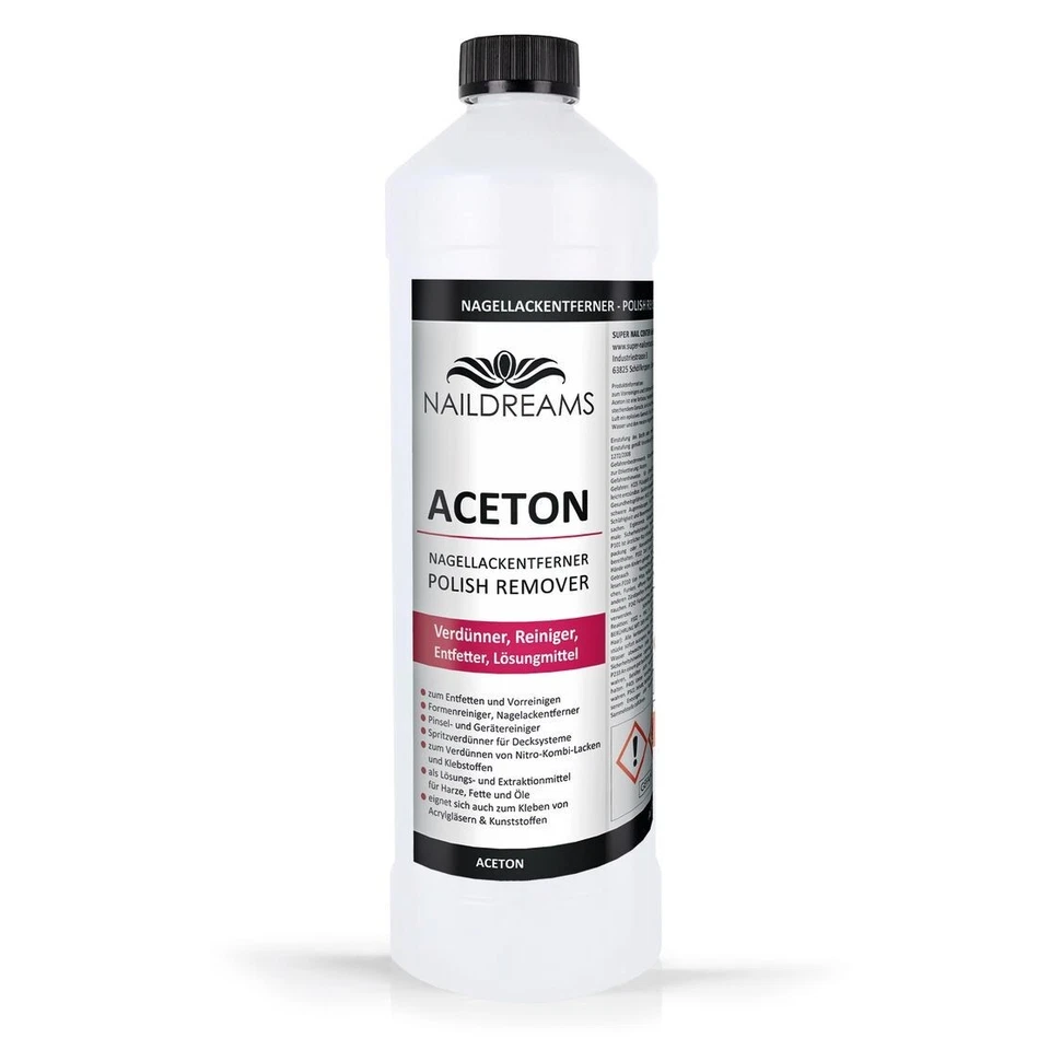 NAILDREAMS UV Gel Polish/Shellac Remover - Aceton 1000 ml 1 Liter für UV Nagellack Maniküre