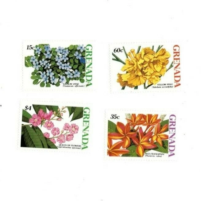 Grenada 1988 - Flowers - Set Of 8 Stamps - Scott #1651-58 - MNH - Image 2 of 3