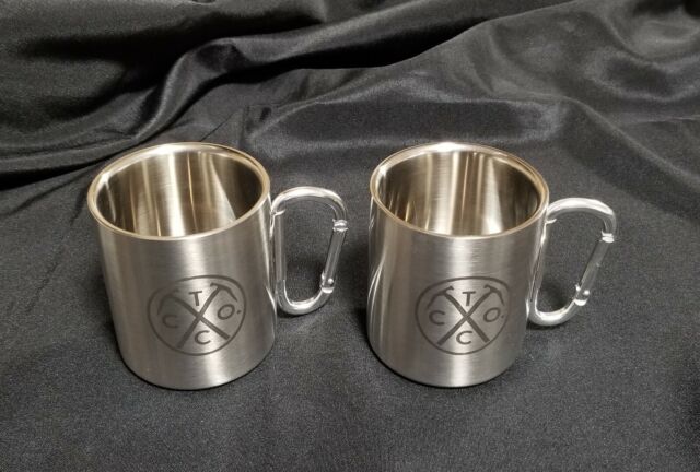 (2) Tincup Whiskey Tin Cup Stainless Steel Mug w/Carabiner Belt Loop Clip Handle (2) Tincup Whiskey Tin Cup Stainless Steel Mug w/Carabiner Belt Loop Clip Handle