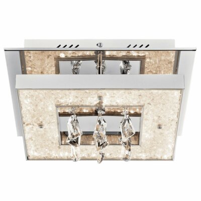 Elan Chrome Crushed Square Flush Mount Ceiling Light $924