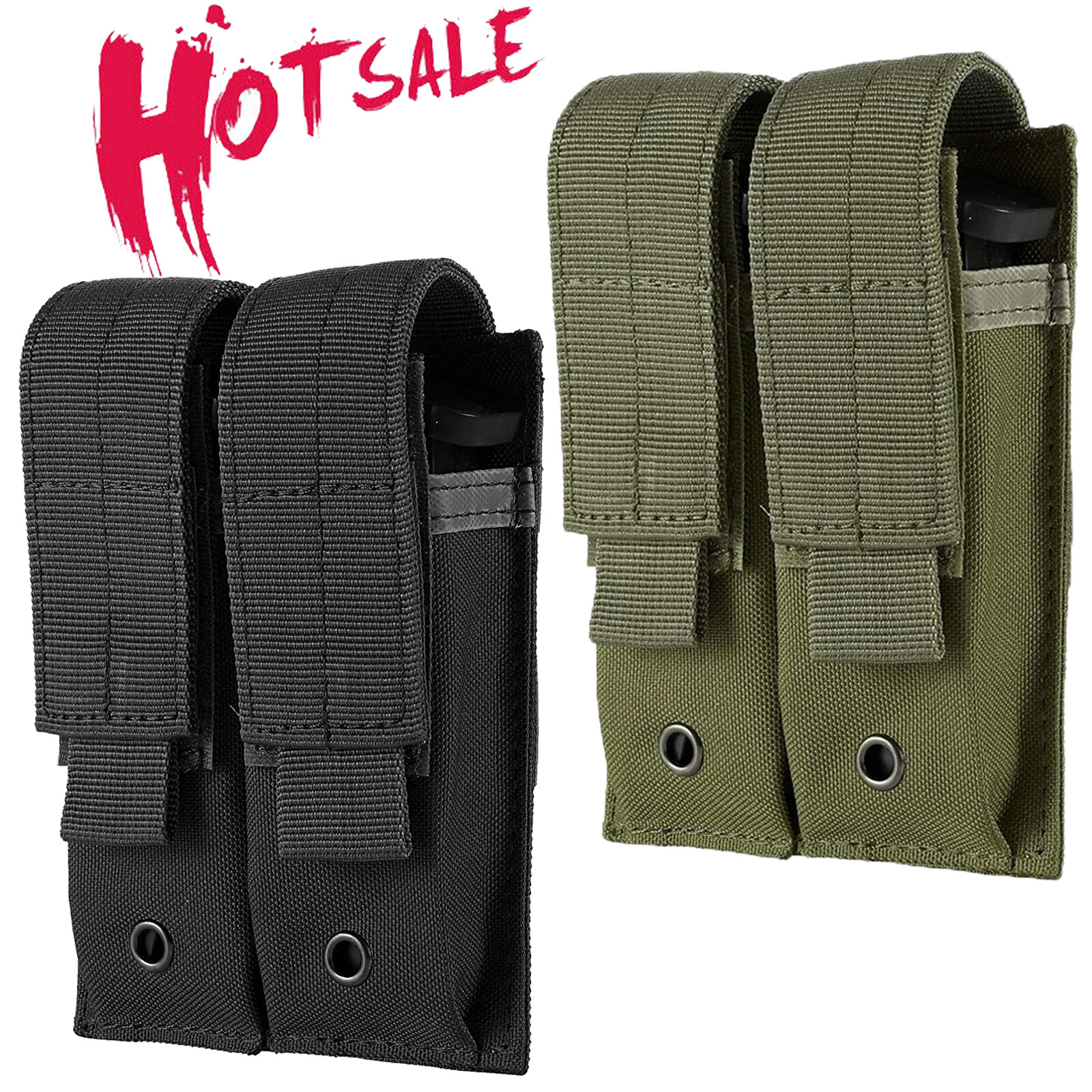 Molle Pistol Mag Pouch Tactical Double Magazine Pouch for G19 M1911 92F Hunting-image