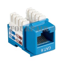 CAT6 LAN Network RJ45 110 Punch Down 8P8C Keystone Modular Snap-In Jack - Blue