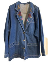 Vintage Carole Little Sport Denim Beaded Jacket Size 12