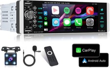 Car Radio Single Din with Apple Carplay Android Auto, 5.1 Inch IPS Touch Screen