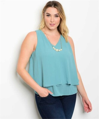 Womens Plus Size Indigo Blue Top XL 1XL Layered