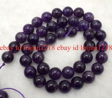 Genuine Natural Amethyst 6/8/10/12/14mm Gemstone Round Loose Beads 15''
