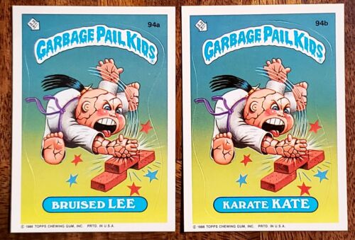 🔥1986 TOPPS GARBAGE PAIL KIDS SERIES 3 BRUISED LEE 94a & KARATE KATE 94b MINT🔥 - Picture 1 of 2