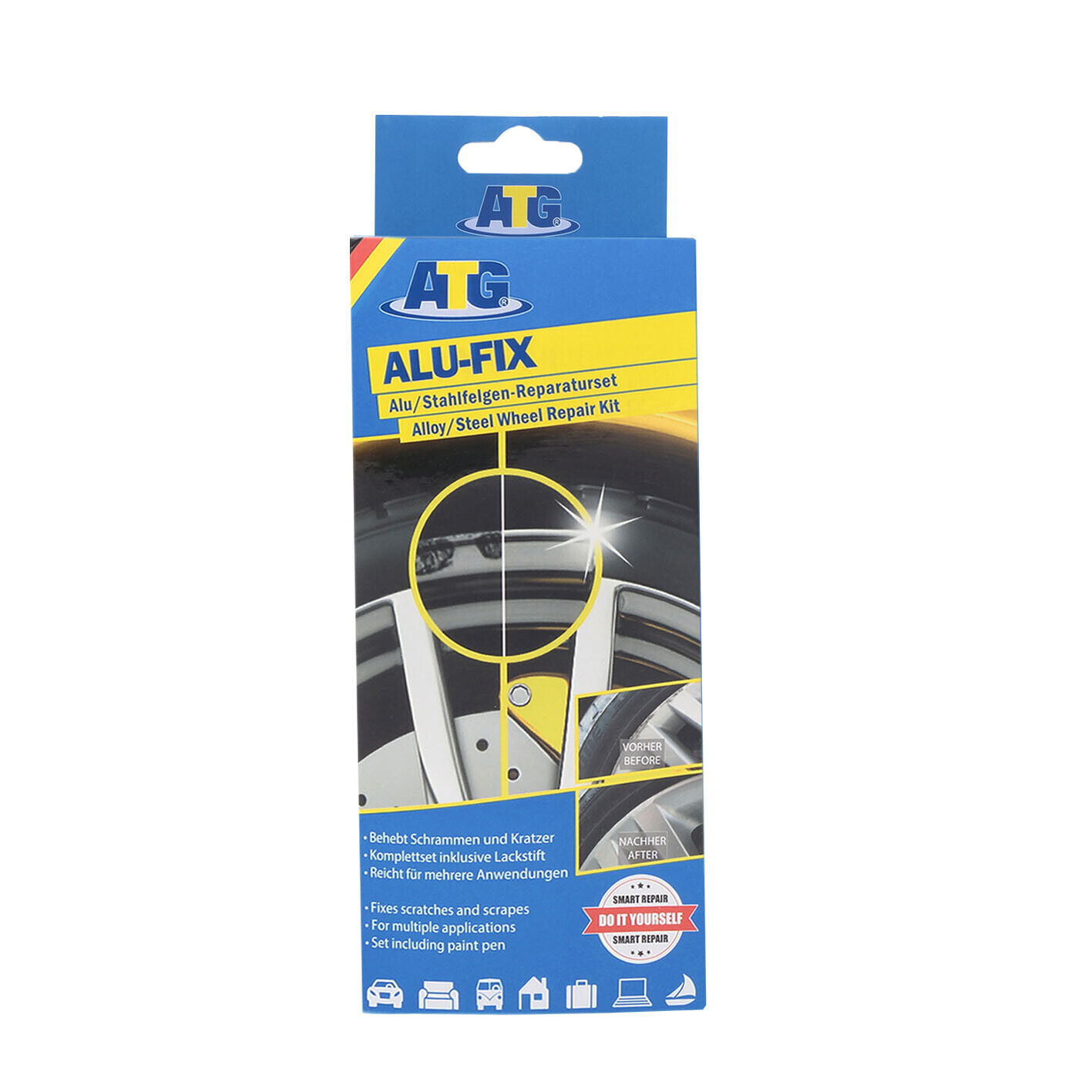 ATG Alu-Fix, Alufelgen Reparatur Set silber Felgendoktor Beseitigung von Kratzer