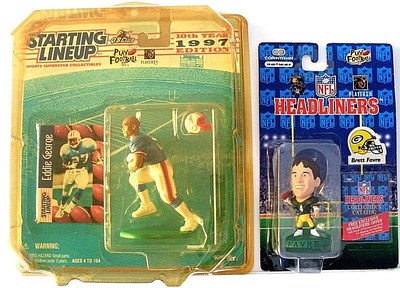 9 FOOTBALL-THEMED COLLECTIBLE FIGURES/DVD's/VHS's