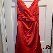 Womans 4 Davids bridal coral orange formal prom HOCO dress bridesmaid F14823