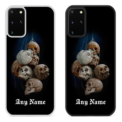Personalisierte Handyhülle mit Namen zum Aufhängen Totenköpfe für Samsung Galaxy Gothic Geschenk