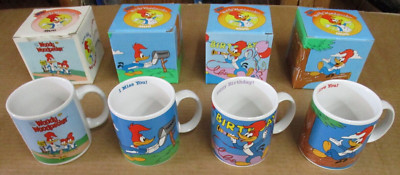 Vintage NOS Lot of 4 Woody Woodpecker Mugs Three Cheers From Applause