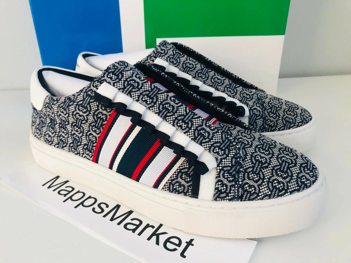 NIB Authentic TORY BURCH Tory Sport Slip on Gemini Jacquard Ruffle Sneaker 8.5