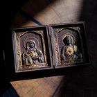 Sacred Heart of Jesus and Immaculate Heart of Mary  folding panel handmade decor