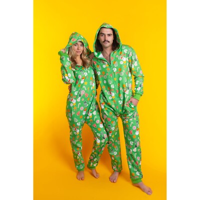 Shinesty Christmas Cookies One Piece Hooded Pajamas Green L NWT