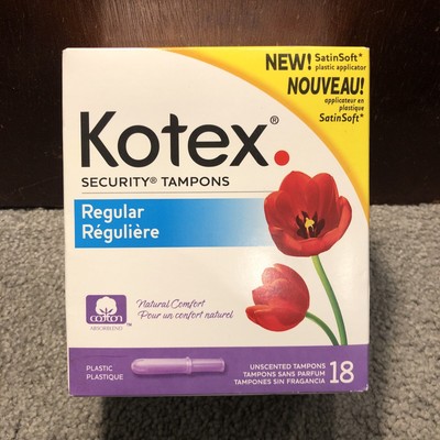 U by Kotex Natural Balance Security Tampons, REGULAR Unscented, 18 Per Box