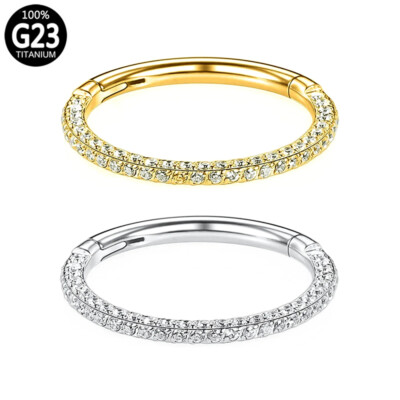 Titan 3-Wege Multi Zirkon Nasen Segmentring Scharnier Silber Gold Ohr Piercing
