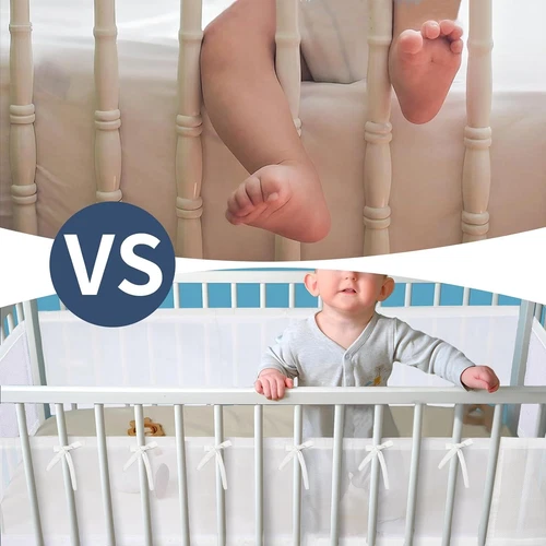2Pcs Breathable Mesh Cot Liner Baby Crib Rail Cover Nursery Breathable Liner - Picture 9 of 10