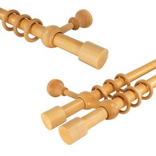 Gardinenstangen Vorhangstangen 28 mm Holz mit Endstück Kappe 1- oder 2-läufig