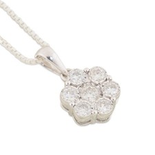 Diamond Flower Cluster Pendant 9ct White Gold