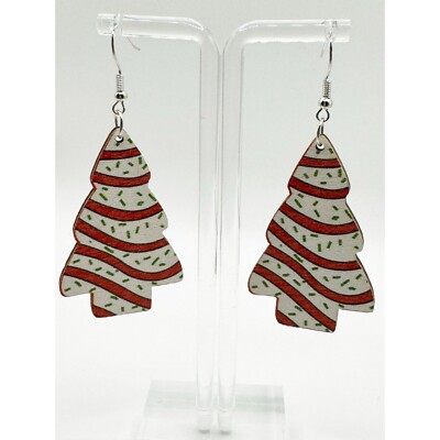 Christmas Tree Earrings ''Little Debbies'' Dangle Drop Retro Vintage