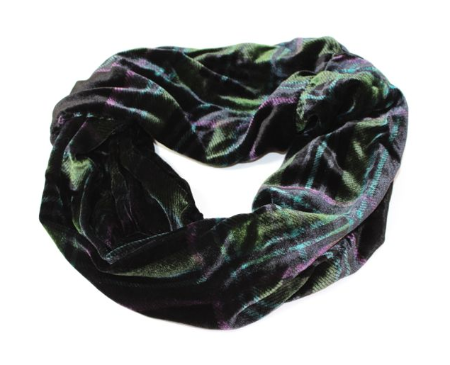 Ladycrow Twisted Silk Velvet Infinity Scarf in Vibrant Tartan Colours