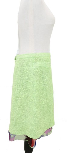 CHANEL Vintage 2000 Spring Lime Green Print Chiffon Trim Skirt Jacket Set 38 40 - Picture 12 of 18