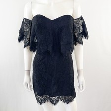 Lovers + Friends Black Lace Mini Dress Size XS Off The Shoulder Cocktail Party