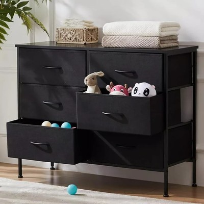 6 Drawers Dressers for Bedroom Wood Top Organizer Storage Drawers Fabric Dresser