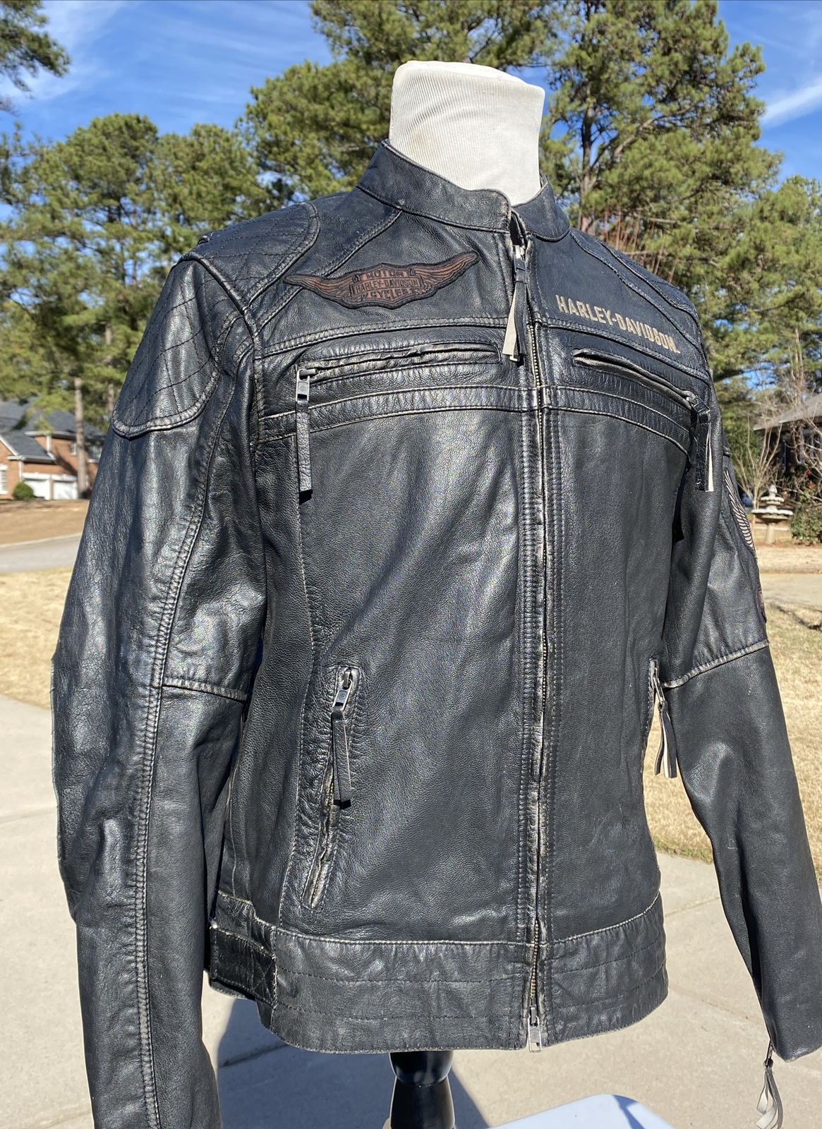 Harley Davidson Men ANNEX Distressed Leather Jacket Medium 98098 