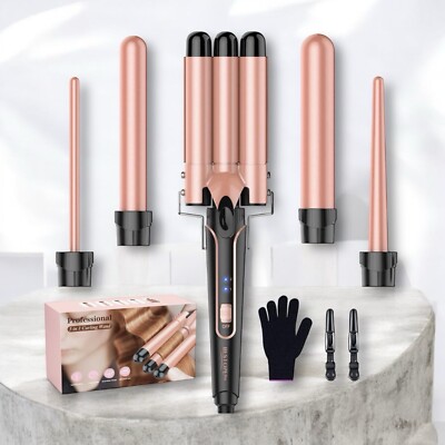 Waver Curling Iron - 3 Barrel 5 in 1 Curling Wand Set